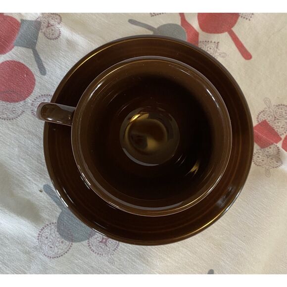 Fiestaware Retired Chocolate Classic Teacup & Saucer - Picture 2 of 5